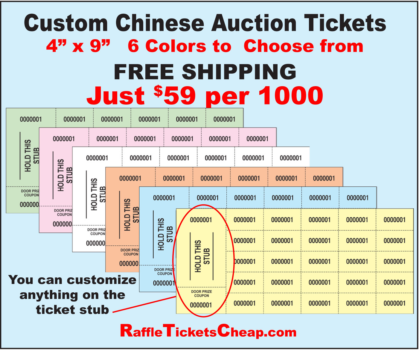 Order Customized Chinese Auction Tickets
