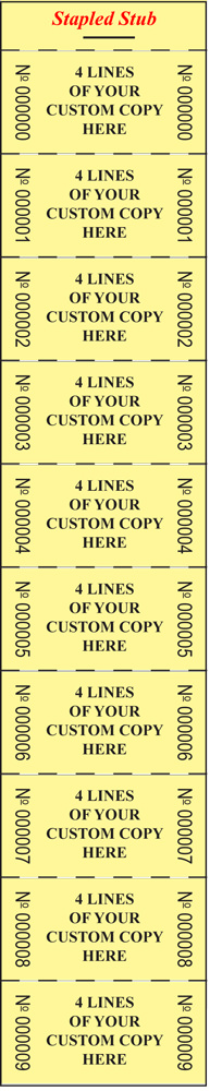 Custom Roll Size Strip Ticket (1×2″) 1000 tickets per book