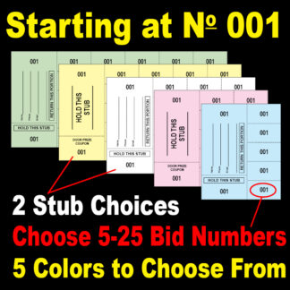chinese 001 1000 main 324x324 - Chinese Auction Tickets Starting at Ticket number 001 - 5 to 25 Bid numbers per sheet - 2 stub choices - 5 colors
