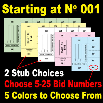 chinese 001 1000 main 416x416 - Chinese Auction Tickets Starting at Ticket number 001 - 5 to 25 Bid numbers per sheet - 2 stub choices - 5 colors